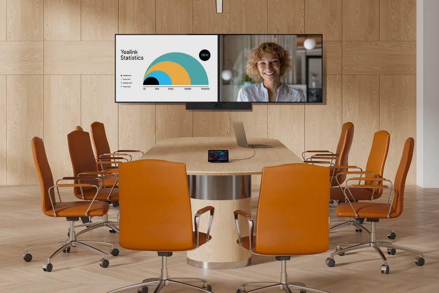 Salle de réunion professionnelle avec système de visi