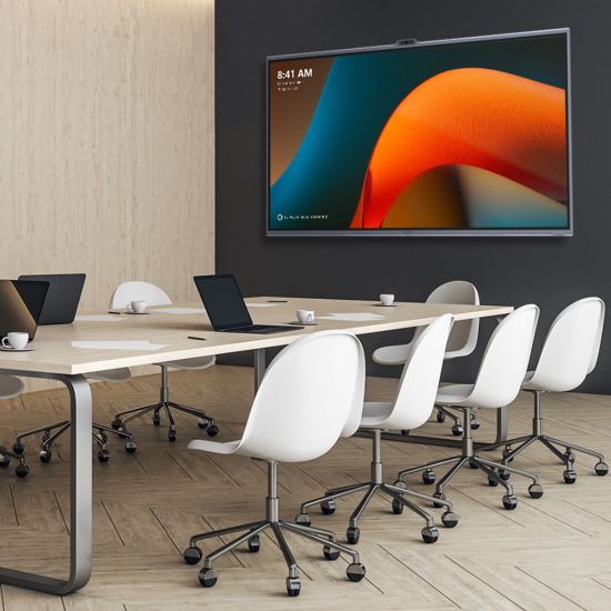 Écran interactif Maxhub XBoard pour visioconférence en salle de réunion, solution collaborative compatible Microsoft Teams Rooms.